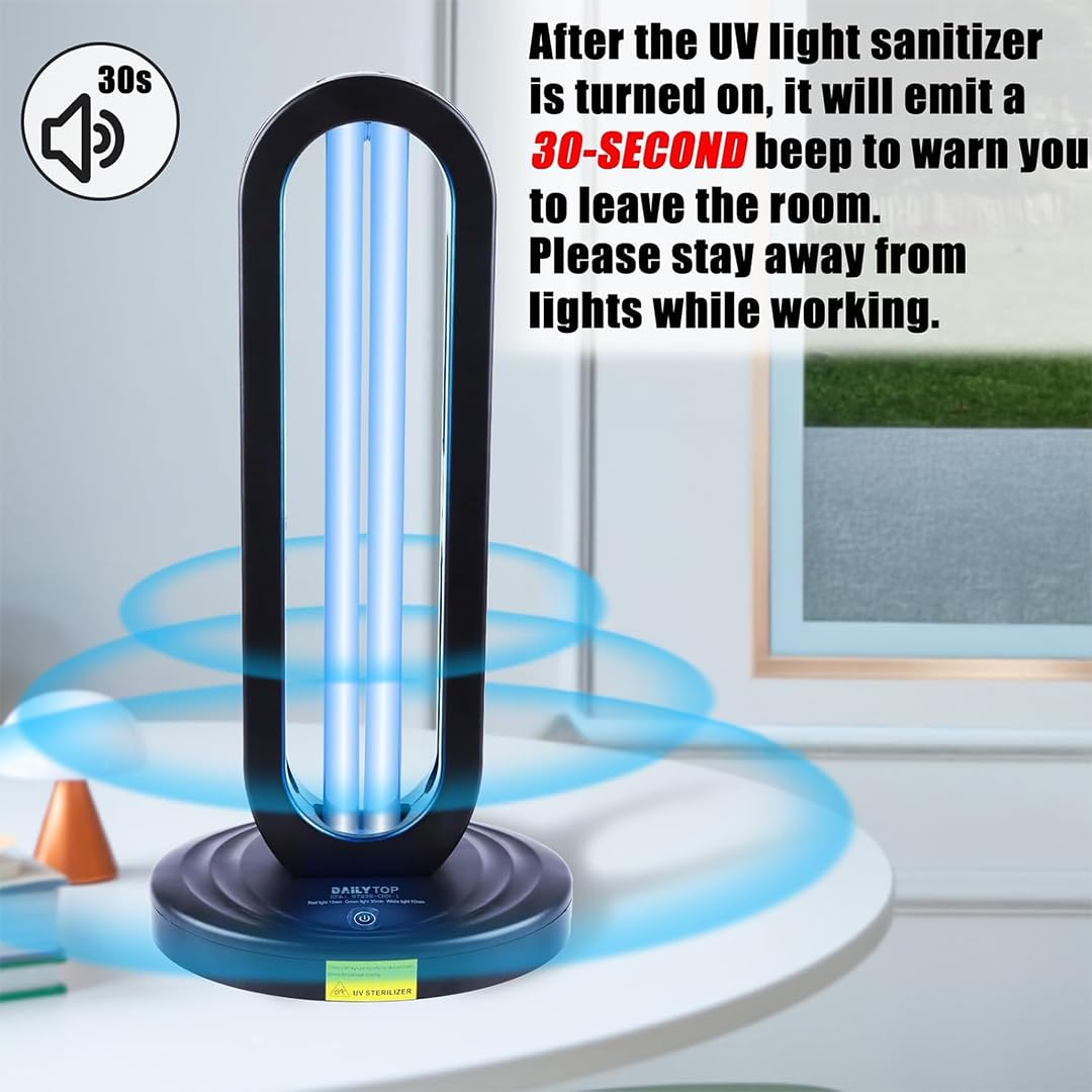 DEMPOWER UV Light Sanitizer, UVC Light Sanitizer for Room, Ultraviolet Light with 3 Speed Timing and Remote Control 38W-110V UV Lamp for Home,Kitchen, Baby Room, Office (Black)