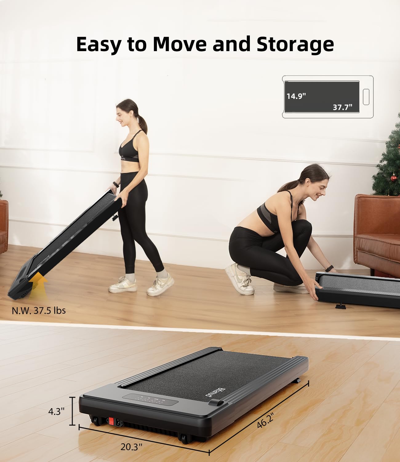 Bifanuo Walking Pad - Under Desk Treadmill for Home/Office, Portable with Remote Control LED Display - Ideal for Fitness Enthusiasts