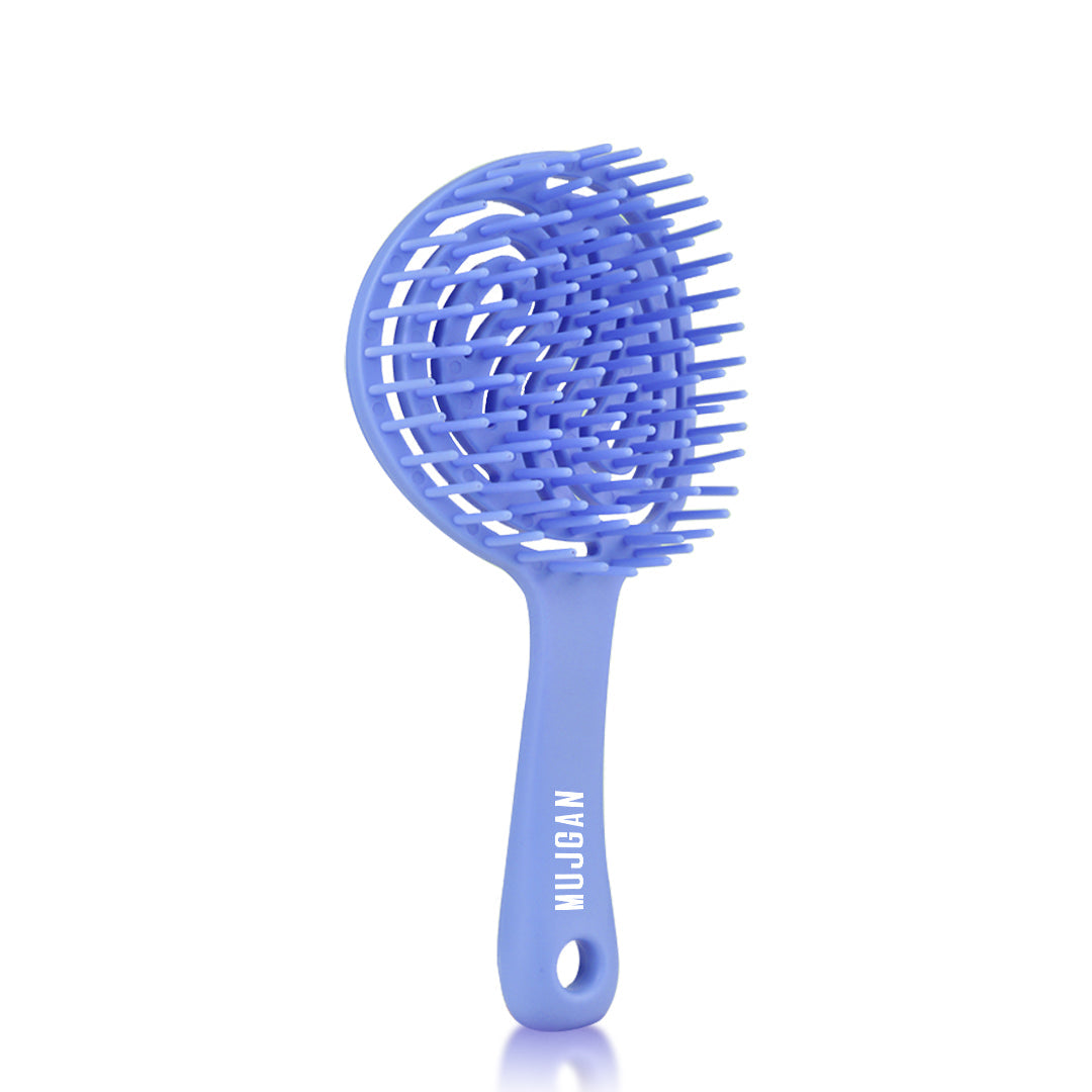 Round Vegan Hair Detangling Comb (Blue)