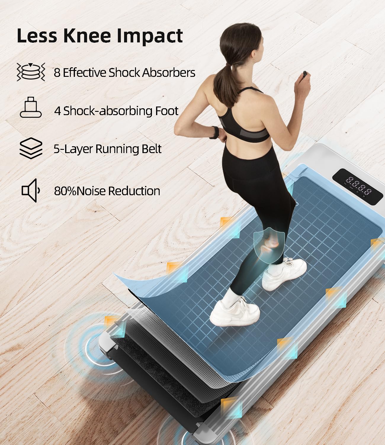 Bifanuo Walking Pad - Under Desk Treadmill for Home/Office, Portable with Remote Control LED Display - Ideal for Fitness Enthusiasts