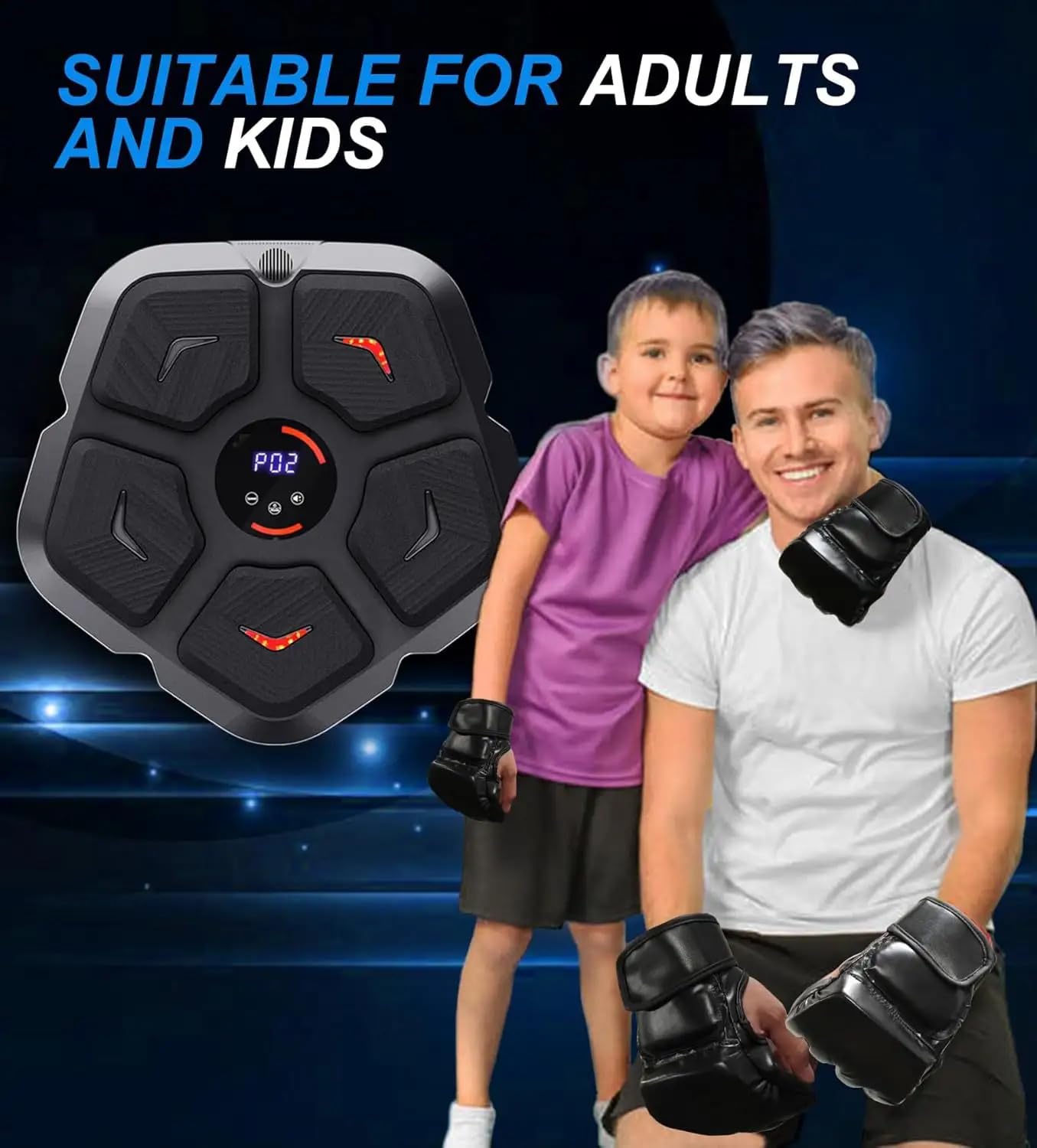 Smart Music Boxing Machine, Bluetooth Speaker Electronic Punching Machine Wall Mounted, 9 Levels & Light-Up Punch Machine, Music Boxing Machine Uk for Adult & Kids, Musical Boxing Machine with Gloves