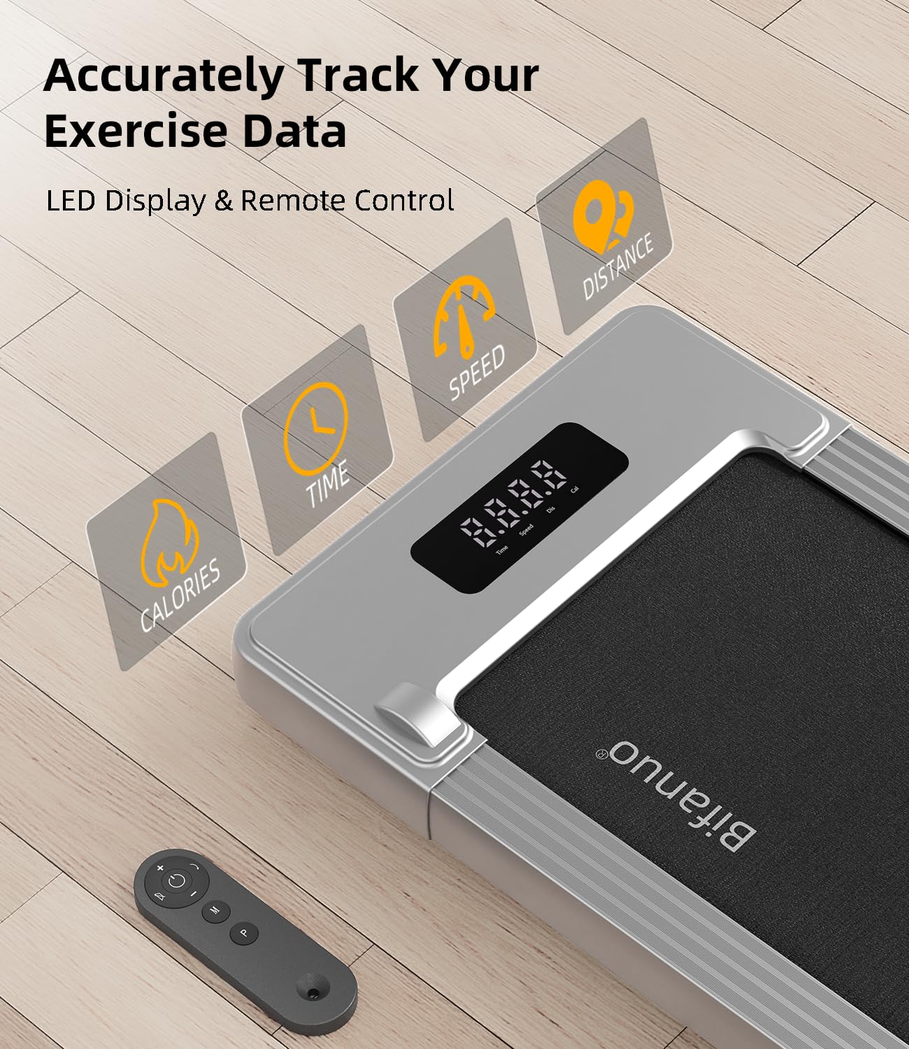 Bifanuo Walking Pad - Under Desk Treadmill for Home/Office, Portable with Remote Control LED Display - Ideal for Fitness Enthusiasts