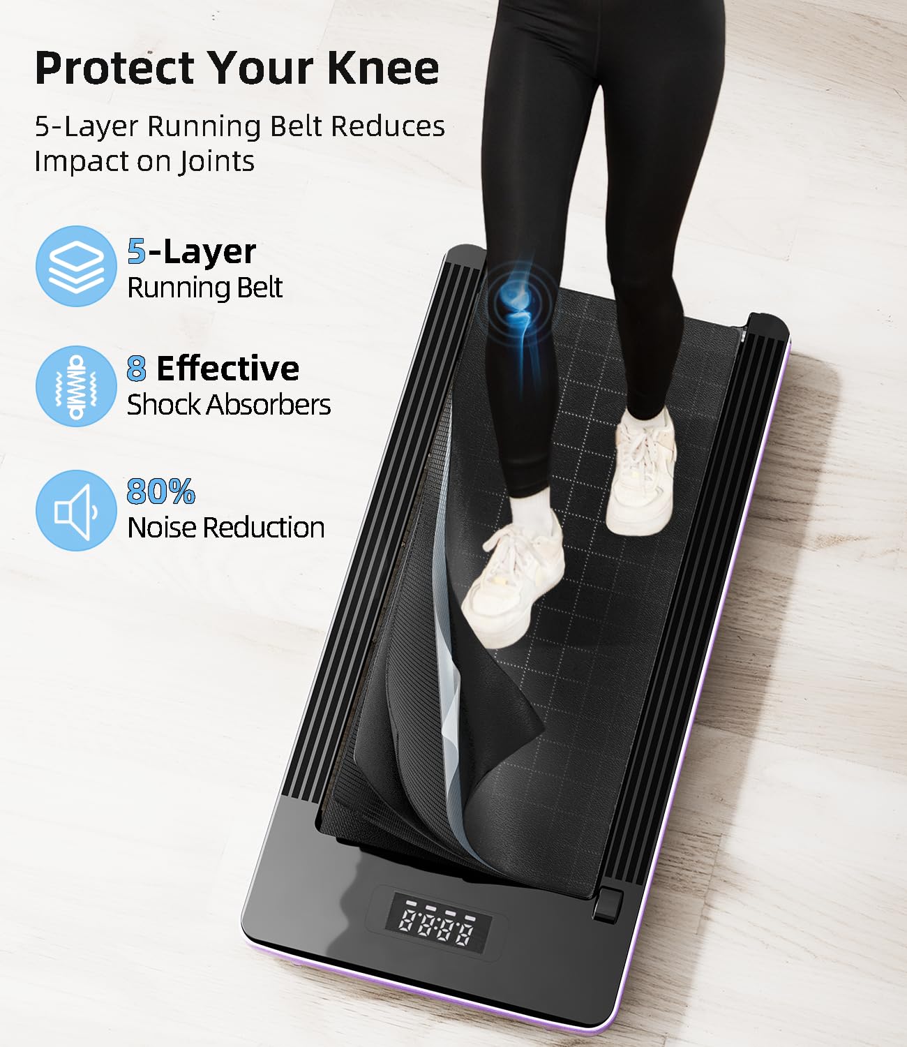 Bifanuo Walking Pad - Under Desk Treadmill, Portable Walking Pad with Remote Control LED Display - Ideal for Home/Office Fitness Enthusiasts (Black)