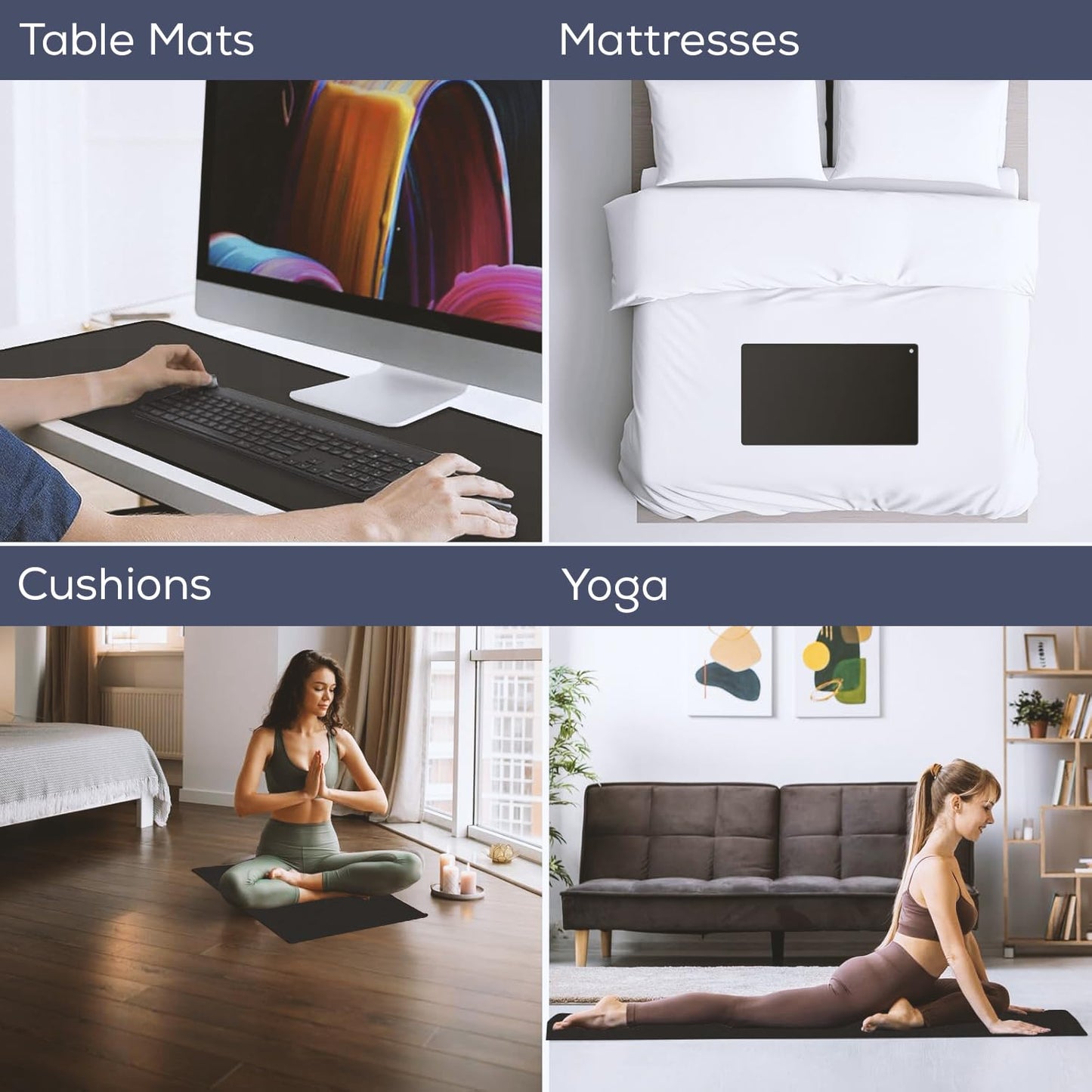 Grounding Mat, 23.6 * 15.7 inch - Reduce Anxiety & Stress, Earthing Mat for Better Sleep & Balance, Grounding Mat for Use at Home, Office, Work - Grounding Well Mat for Health