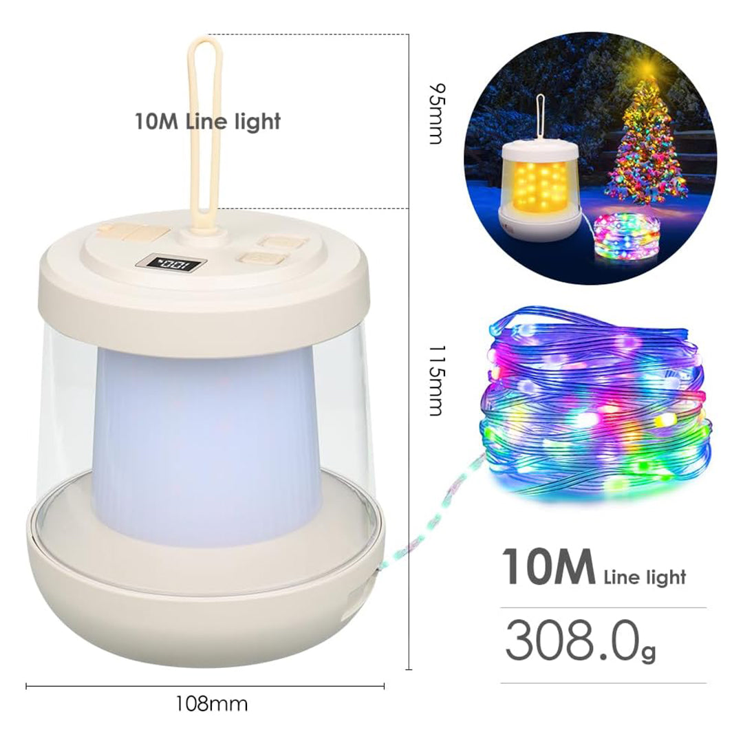 Camping Lantern with Power Bank – 3 Light Modes, Waterproof, RGB String Lights