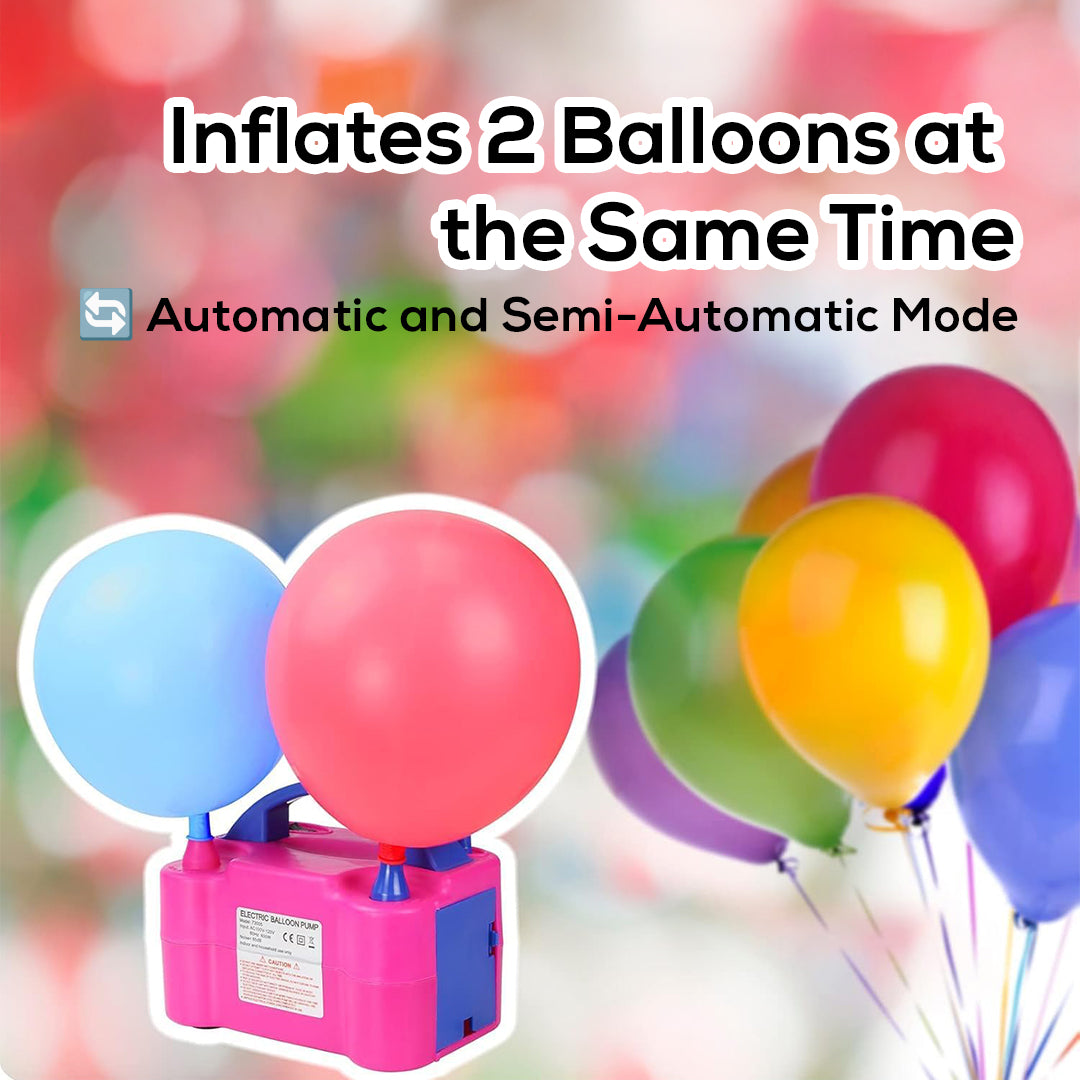 Electric Balloon Pump – Dual Nozzle Balloon Inflator with Automatic & Semi-Automatic Modes