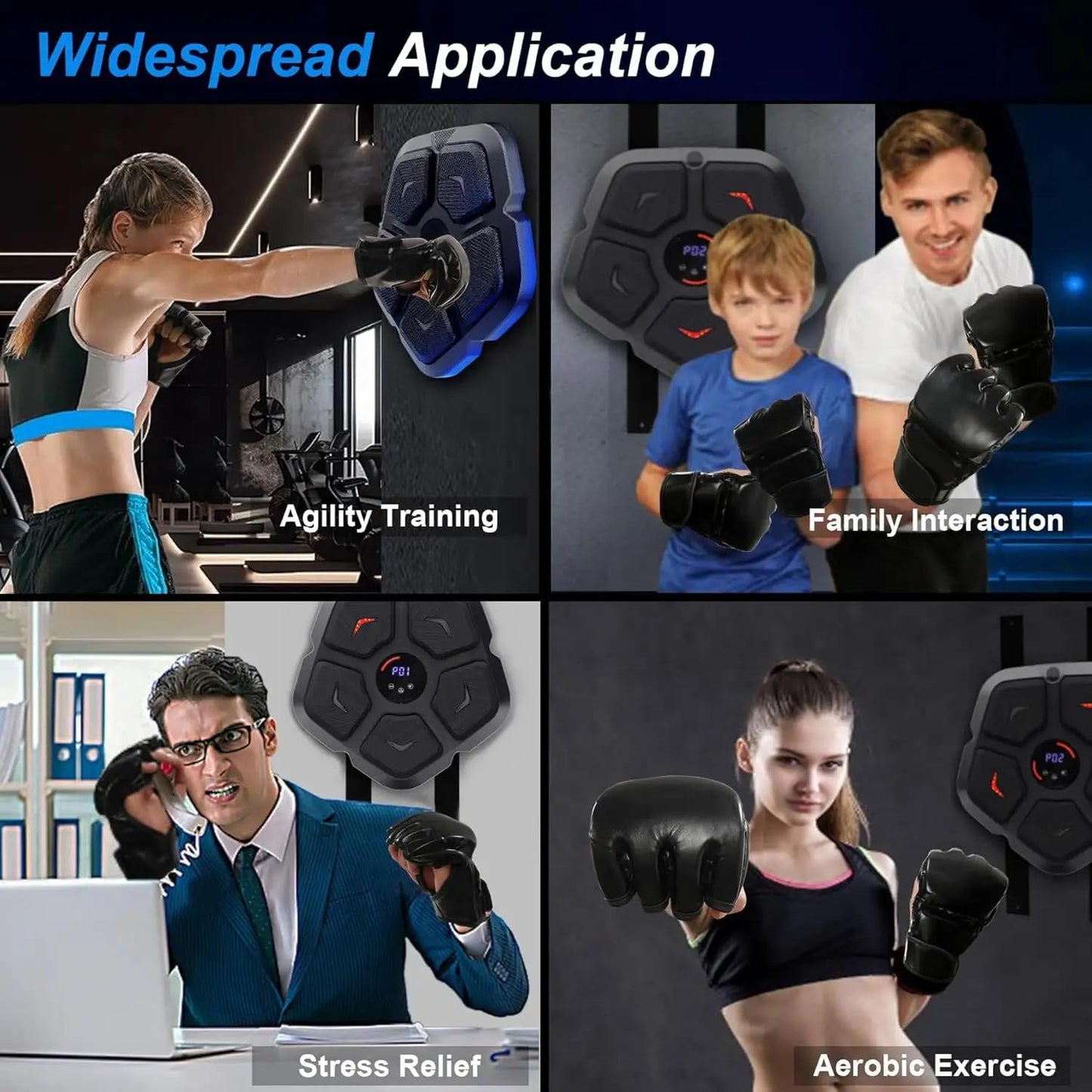 Smart Music Boxing Machine, Bluetooth Speaker Electronic Punching Machine Wall Mounted, 9 Levels & Light-Up Punch Machine, Music Boxing Machine Uk for Adult & Kids, Musical Boxing Machine with Gloves