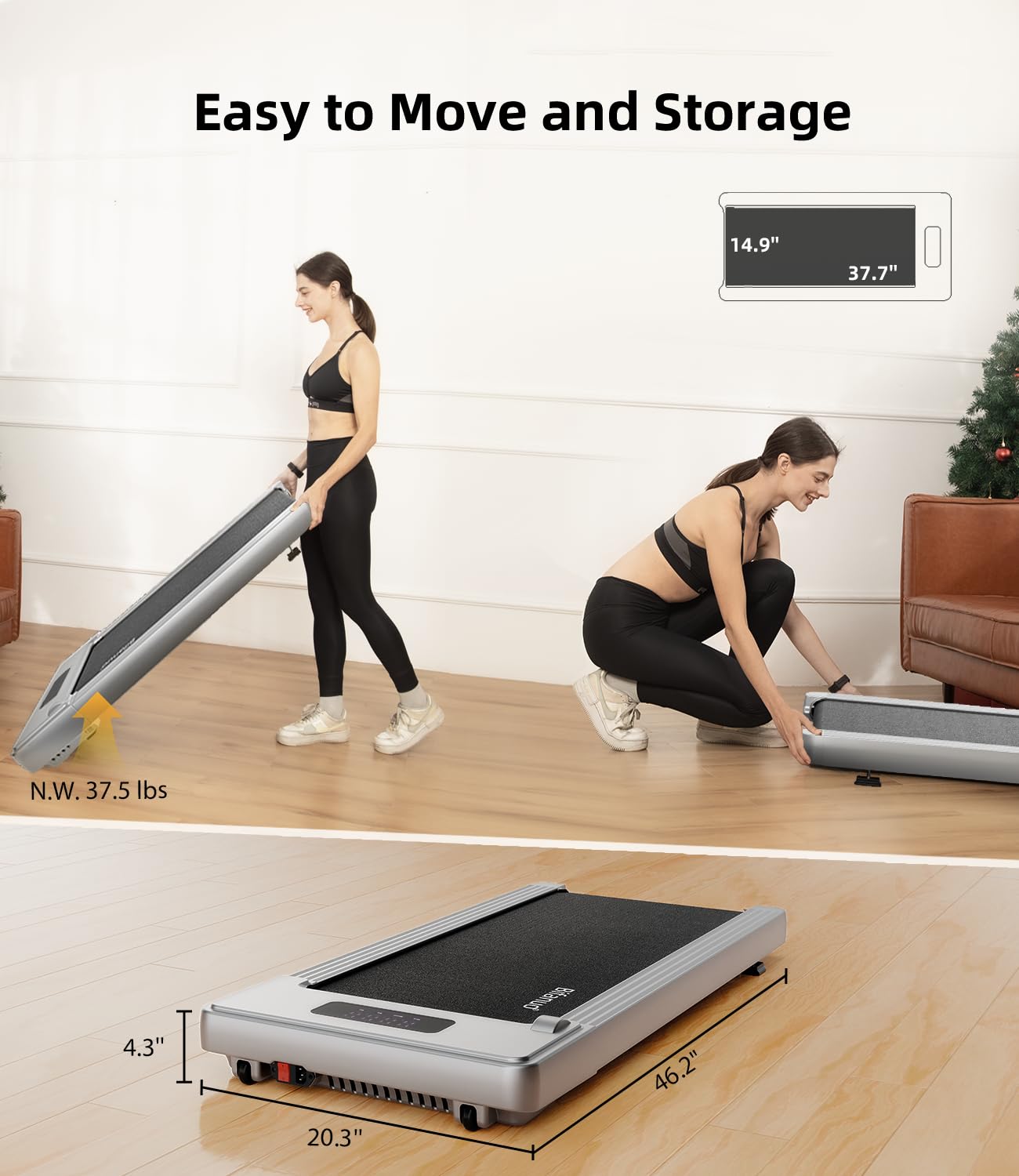 Bifanuo Walking Pad - Under Desk Treadmill for Home/Office, Portable with Remote Control LED Display - Ideal for Fitness Enthusiasts