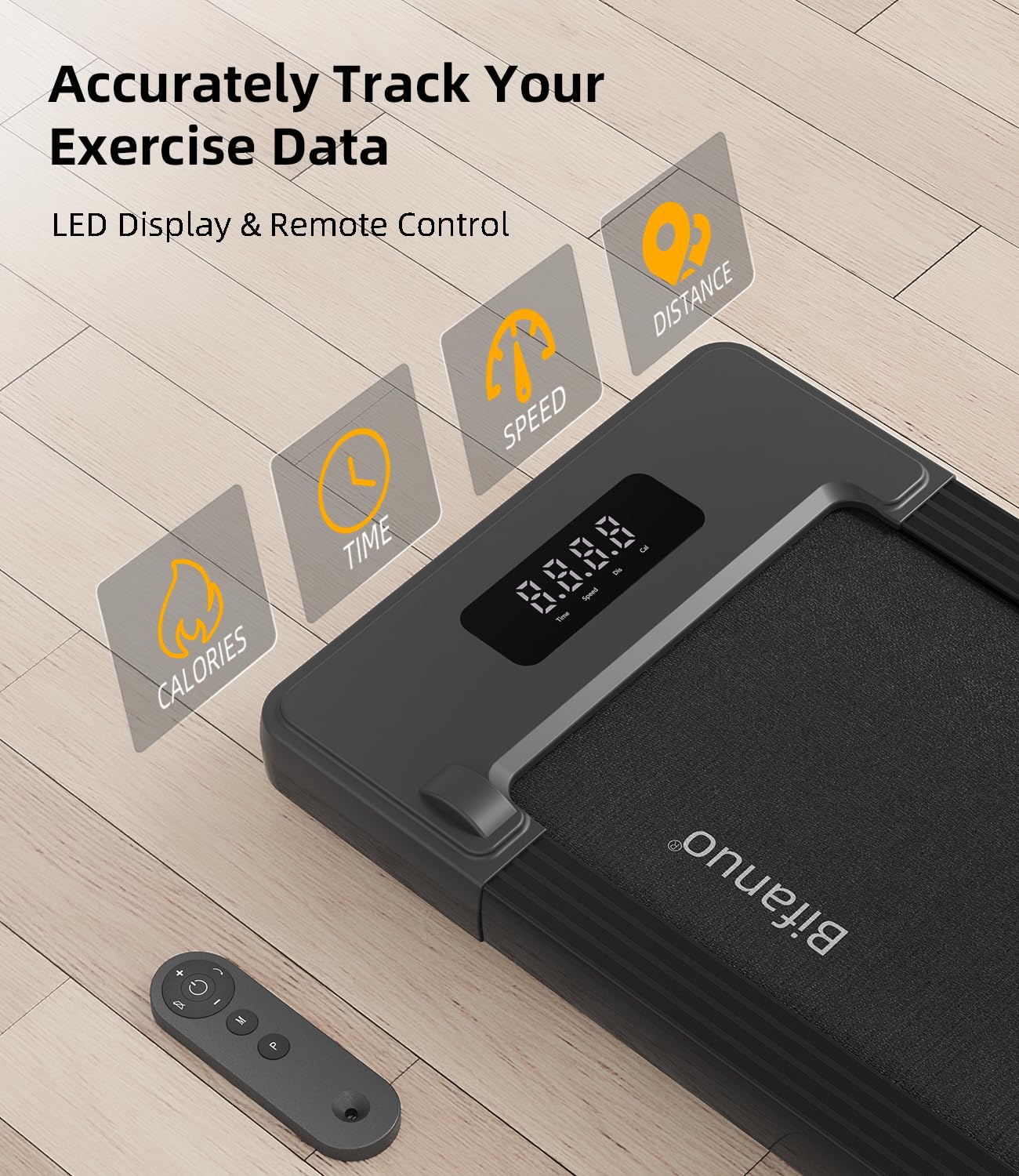 Bifanuo Walking Pad - Under Desk Treadmill for Home/Office, Portable with Remote Control LED Display - Ideal for Fitness Enthusiasts