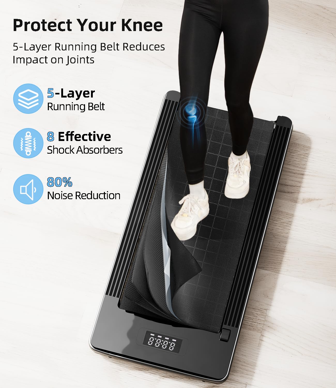 Bifanuo Walking Pad - Under Desk Treadmill for Home/Office, Portable with Remote Control LED Display - Ideal for Fitness Enthusiasts