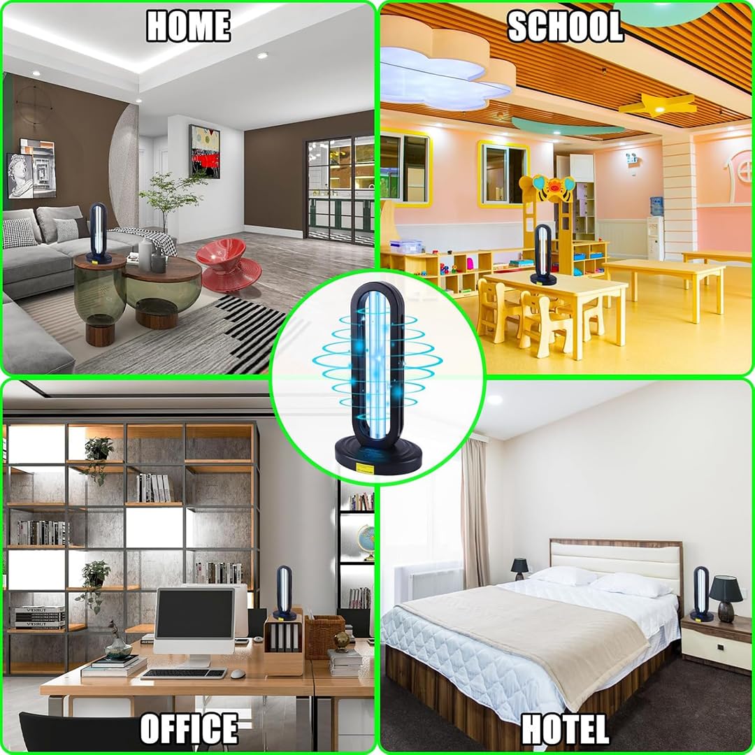 DEMPOWER UV Light Sanitizer, UVC Light Sanitizer for Room, Ultraviolet Light with 3 Speed Timing and Remote Control 38W-110V UV Lamp for Home,Kitchen, Baby Room, Office (Black)
