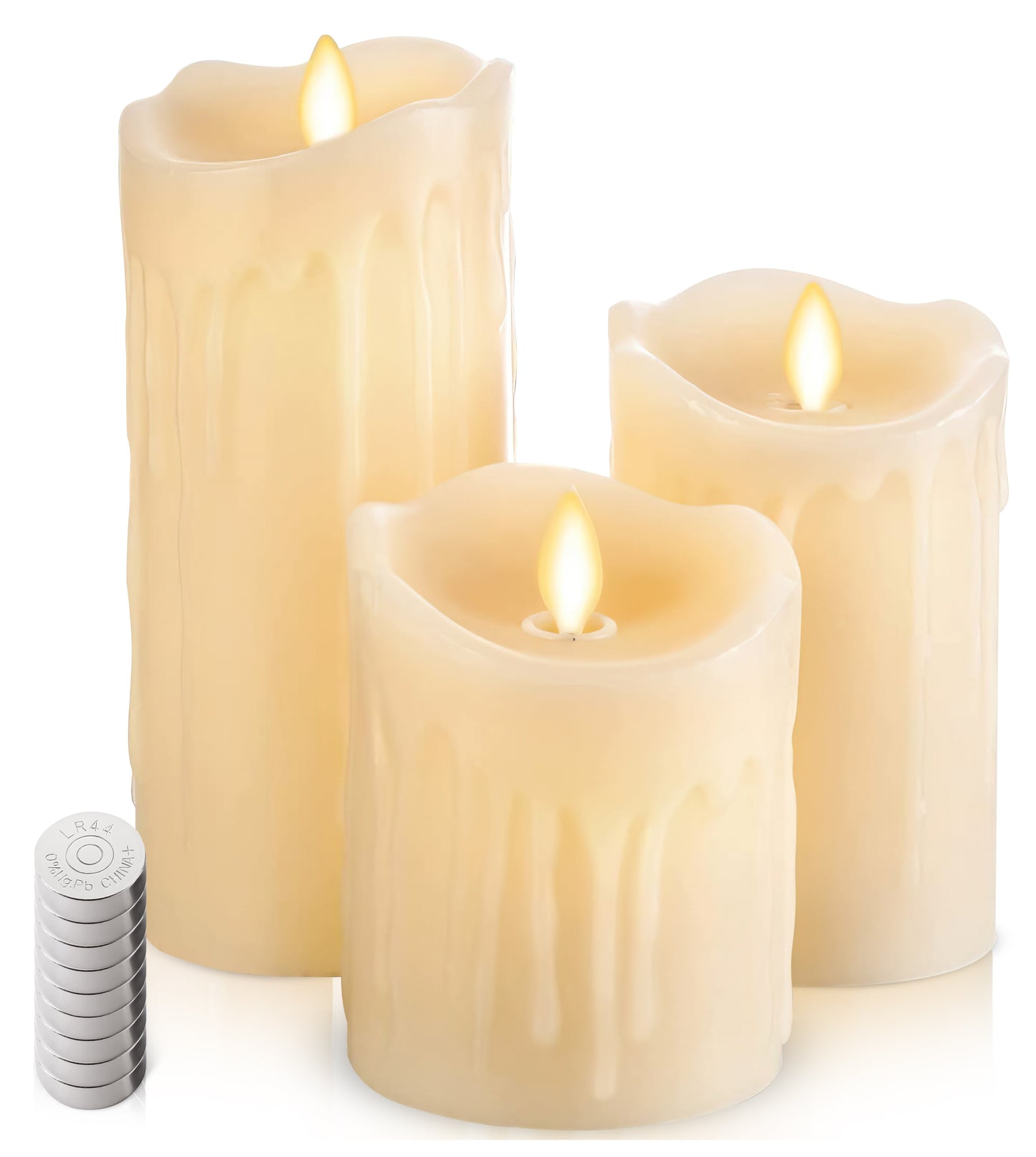 Decorative Set of 3 LED Candles with Battery for Ambiance