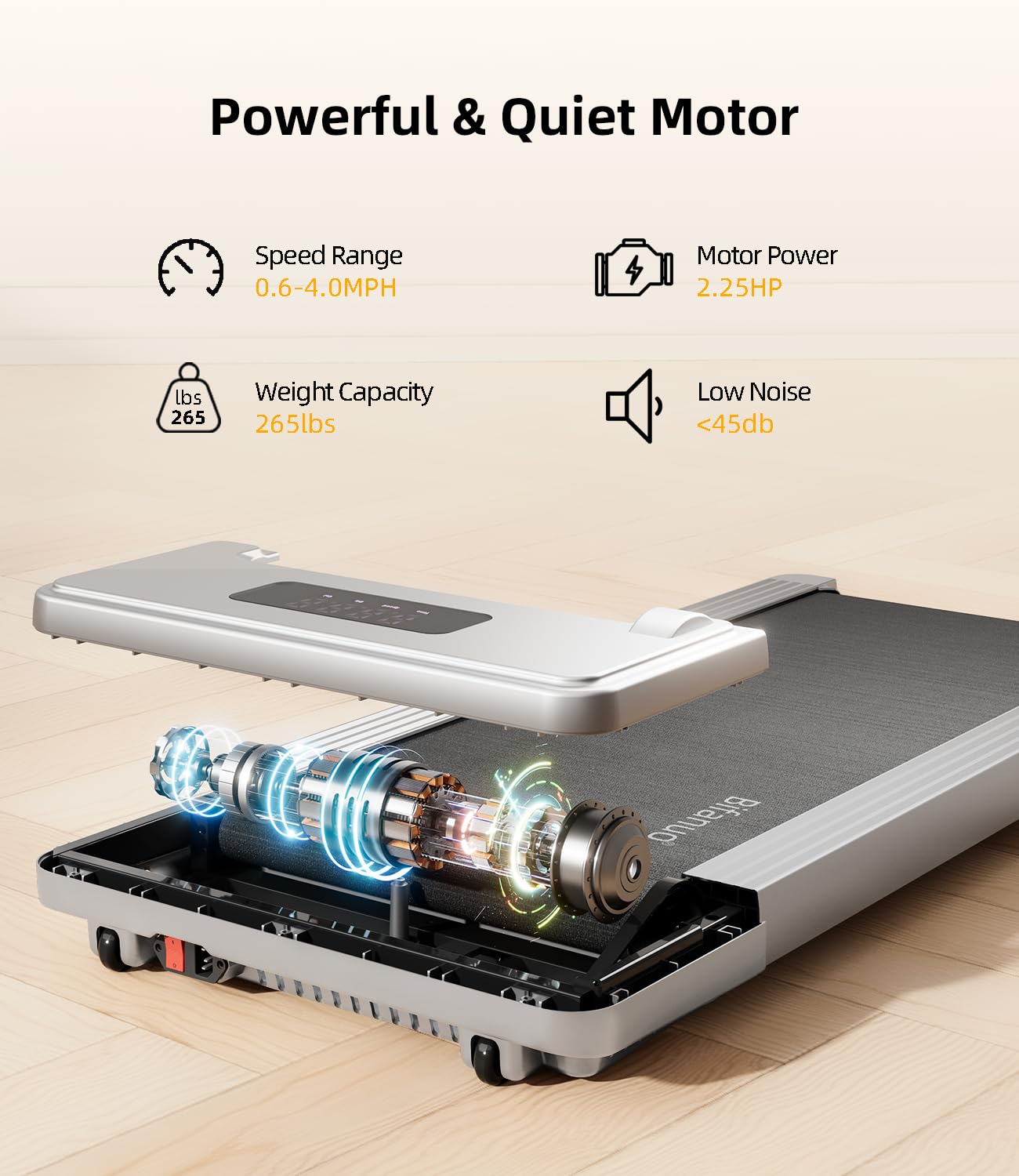 Bifanuo Walking Pad - Under Desk Treadmill for Home/Office, Portable with Remote Control LED Display - Ideal for Fitness Enthusiasts