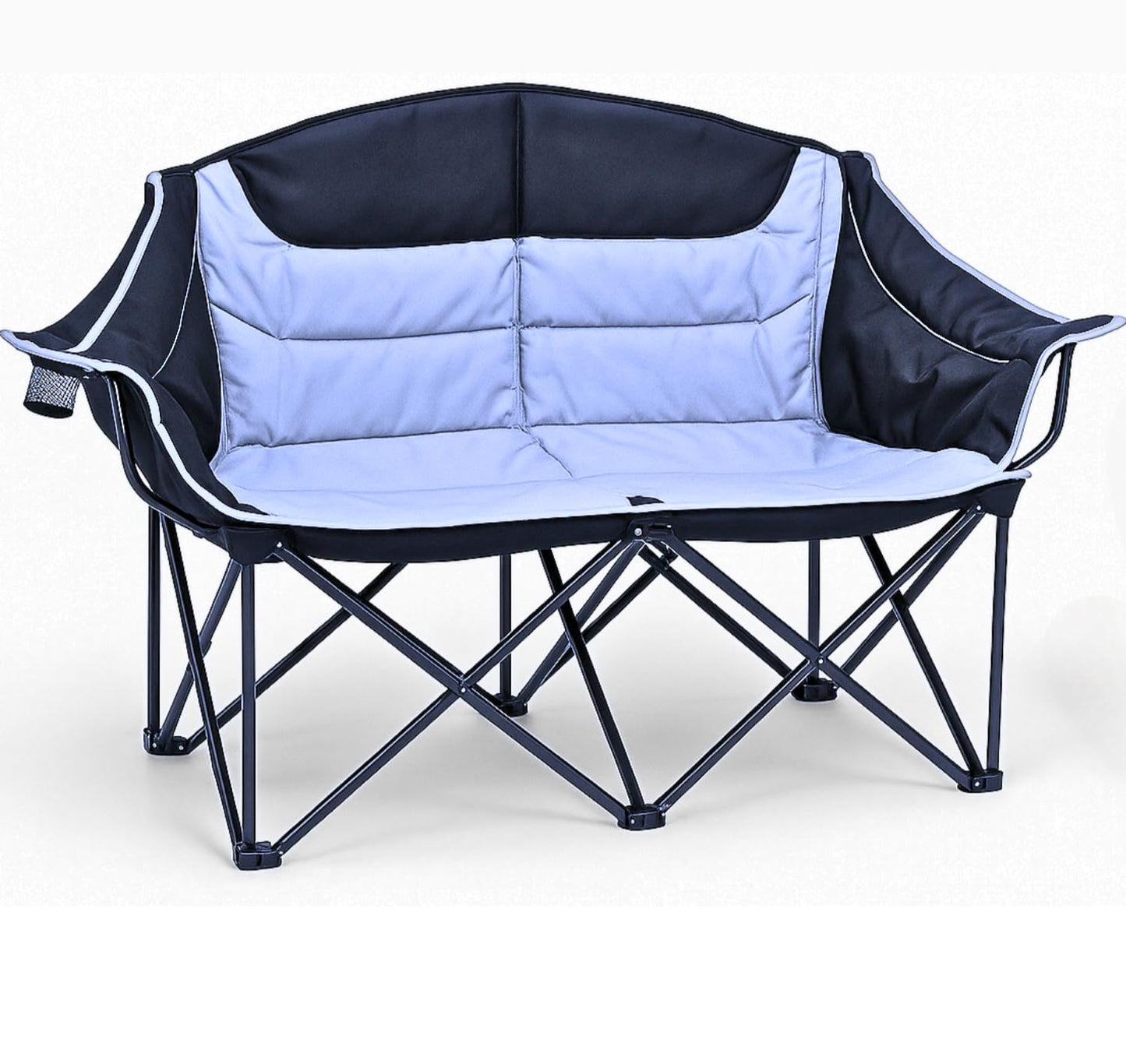 DEMPOWER Double Camping Chair for Adults, 2 Person Oversized Folding-Portable, 660 Lbs / 300 Kg Capacity, Camping Chairs for Picnic Fishing Indoor-Outdoor Activite with Cup Holder and Armrest, Black