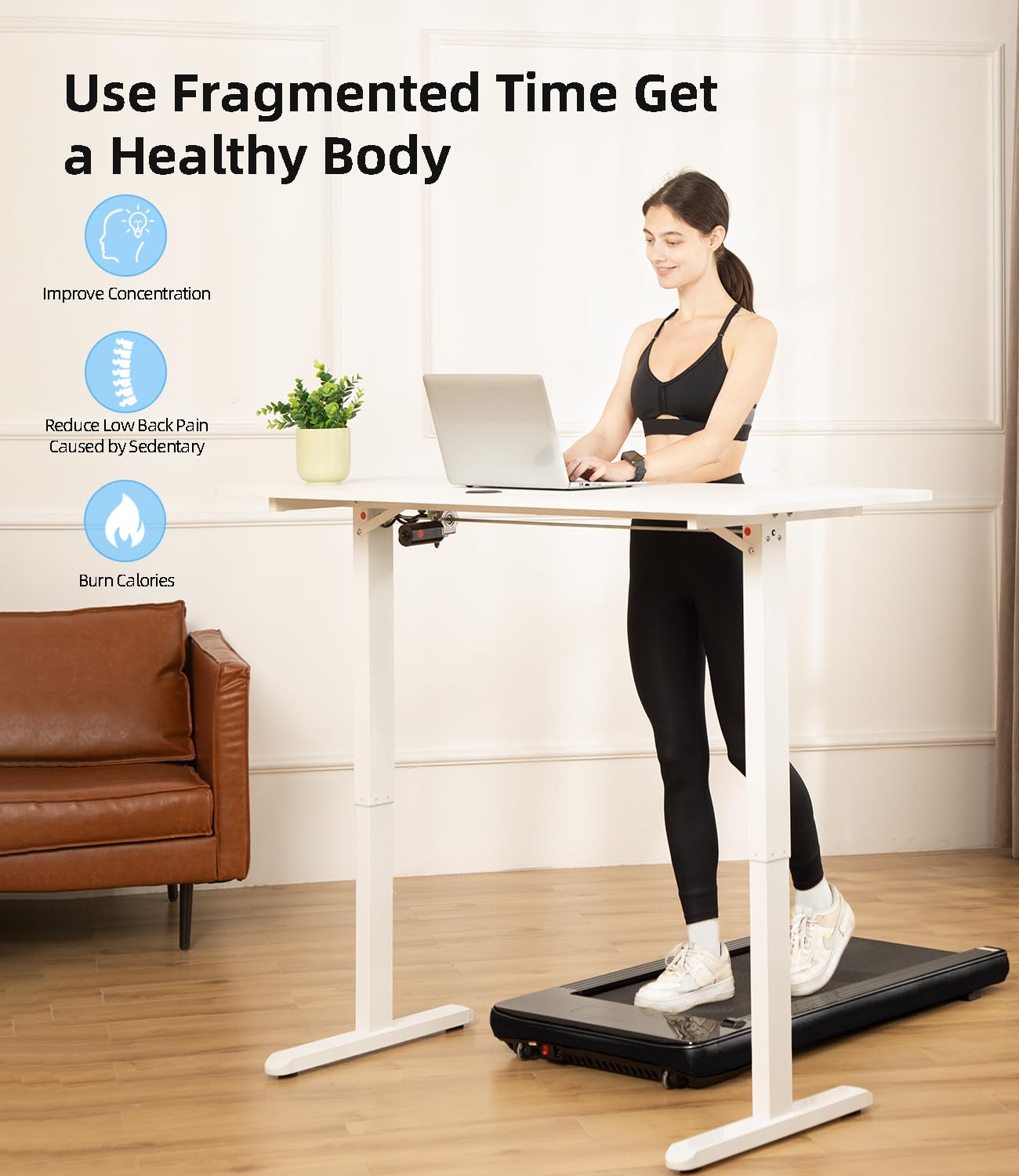 Bifanuo Walking Pad - Under Desk Treadmill for Home/Office, Portable with Remote Control LED Display - Ideal for Fitness Enthusiasts