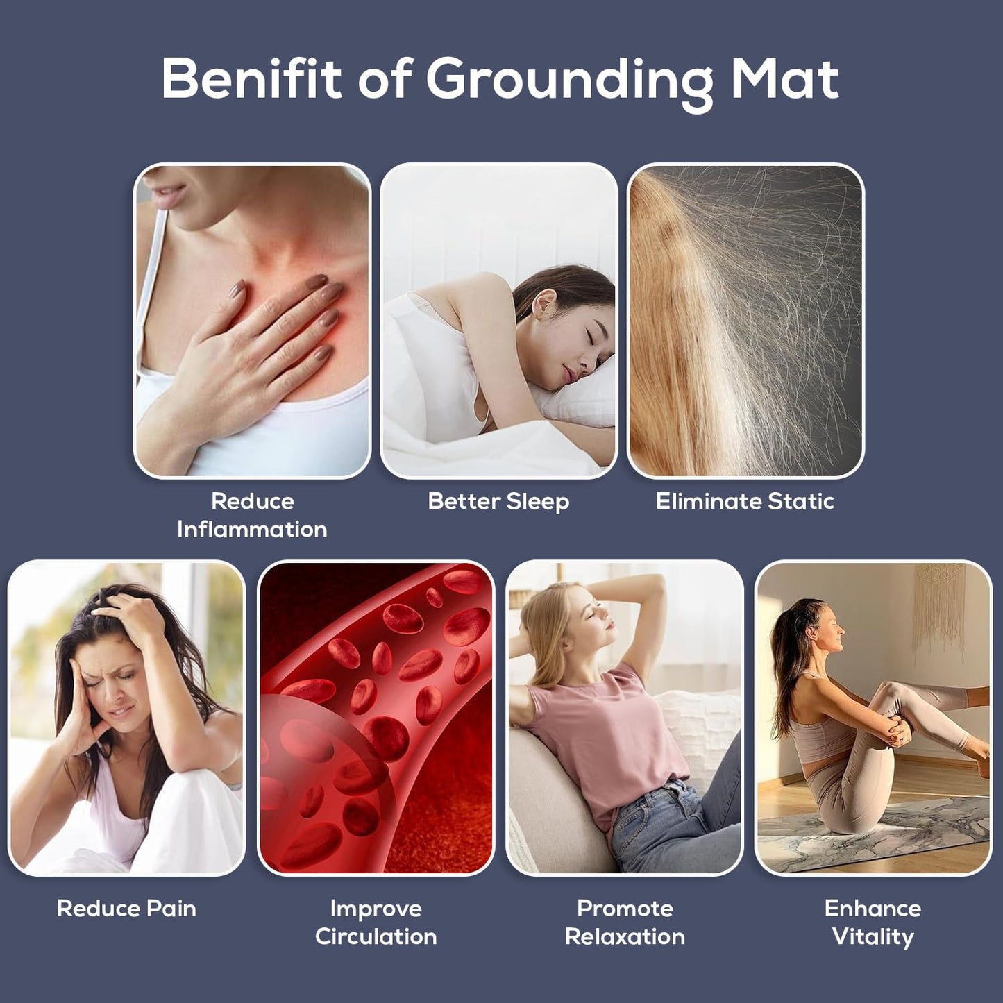 Grounding Mat, 23.6 * 15.7 inch - Reduce Anxiety & Stress, Earthing Mat for Better Sleep & Balance, Grounding Mat for Use at Home, Office, Work - Grounding Well Mat for Health