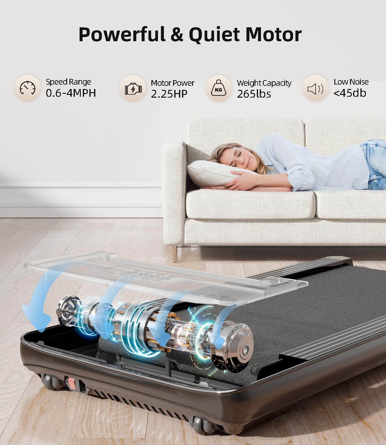 Bifanuo Walking Pad - Under Desk Treadmill, Portable Walking Pad with Remote Control LED Display - Ideal for Home/Office Fitness Enthusiasts (Black)