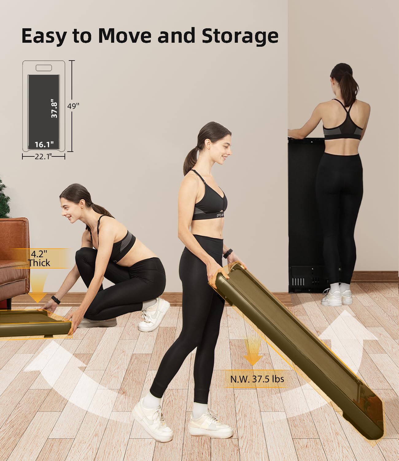 Bifanuo Walking Pad - Under Desk Treadmill, Portable Walking Pad with Remote Control LED Display - Ideal for Home/Office Fitness Enthusiasts (Black)