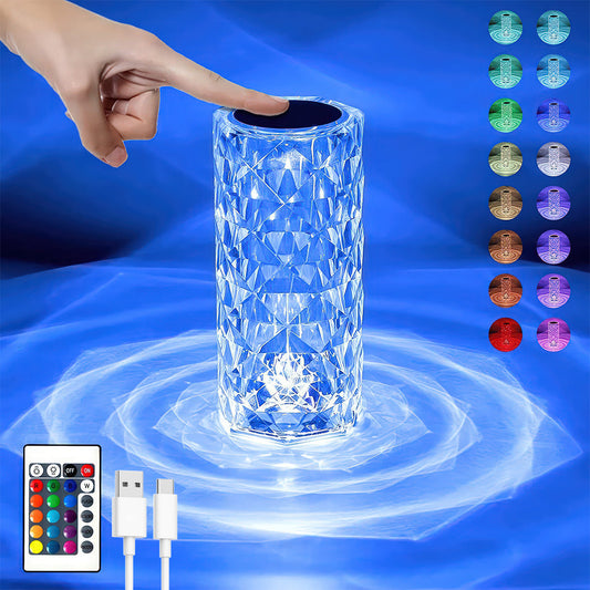 USB Rechargeable, Touch Sensor Crystal Diamond Led Table Lamp