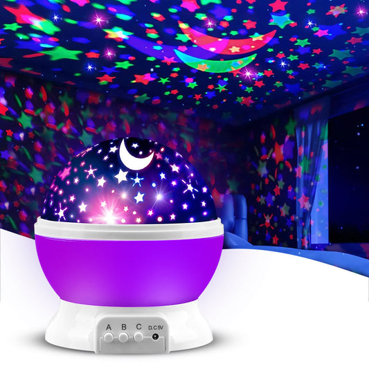 360° Rotation Star Projector Night Light (Purple)