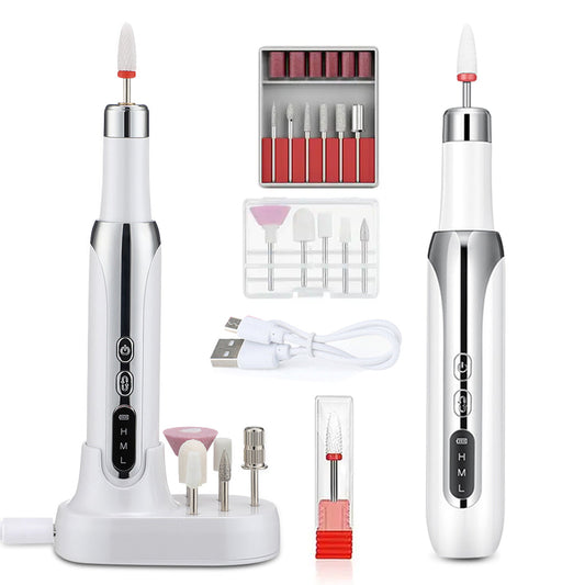 Cordless Electric Nail Drill with 12 Bits and USB Rechargeable Design