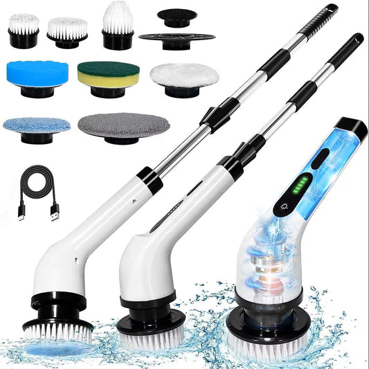 Pro Electric Cleaning Brush – 9 Heads, Dual-Speed, IPX7 Waterproof