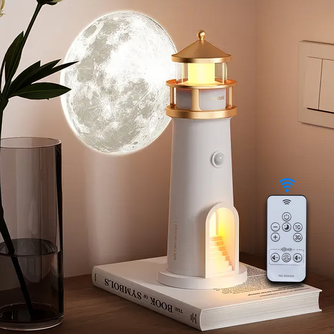 3-in-1 Lighthouse Projector Lamp with Moon & Ocean Sounds – Bluetooth Speaker