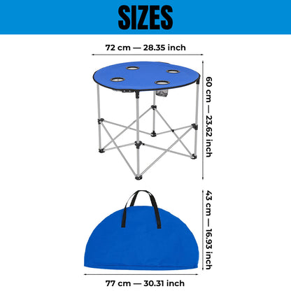 Foldable Camping Table – Portable, Lightweight and Durable Outdoor Picnic Table with Cup Holders & Carry Bag