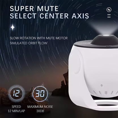 4K Galaxy Projector – 12 Space-Themed Discs, Silent Rotation & Timer Mode