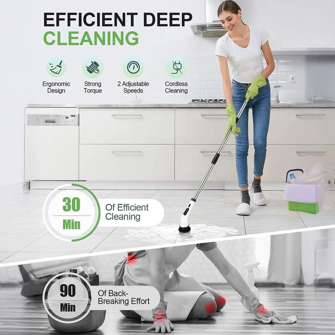Pro Electric Cleaning Brush – 9 Heads, Dual-Speed, IPX7 Waterproof