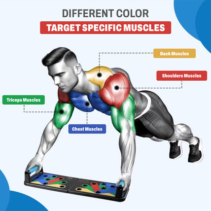 Color-Coded Foldable Push-Up Board for 4 Muscle Groups