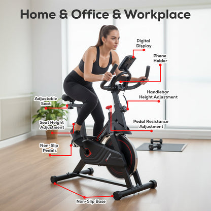 Portable Upright Exercise Bike – Adjustable Indoor Cycling with LCD Monitor
