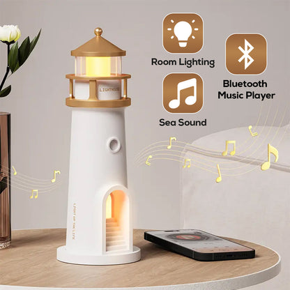 3-in-1 Lighthouse Projector Lamp with Moon & Ocean Sounds – Bluetooth Speaker