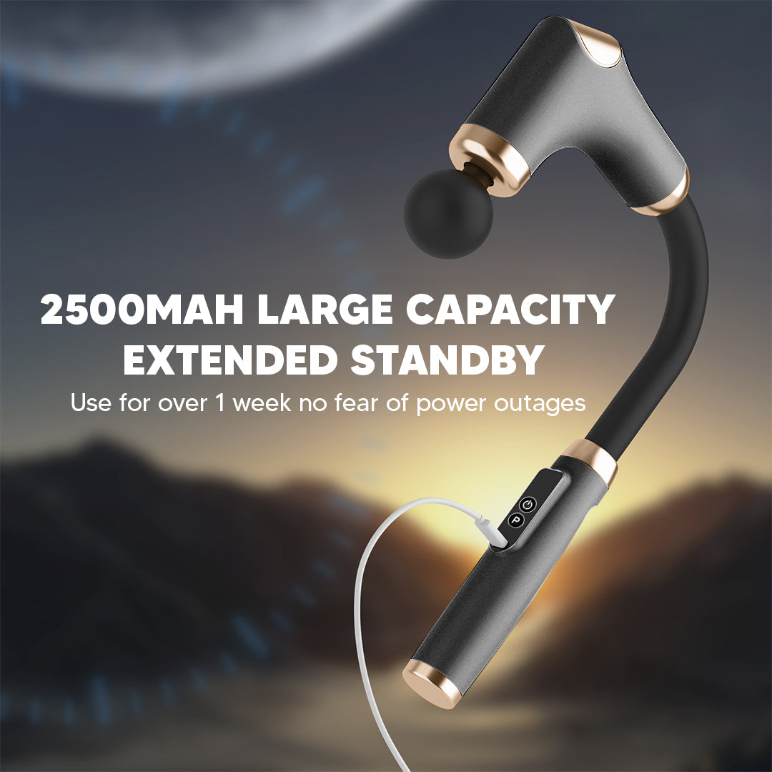 Cordless Massage Gun – 8 Heads, 6 Speed Levels, 3 Modes, Long Handle Ergonomic Design, Ultra Quiet Operation