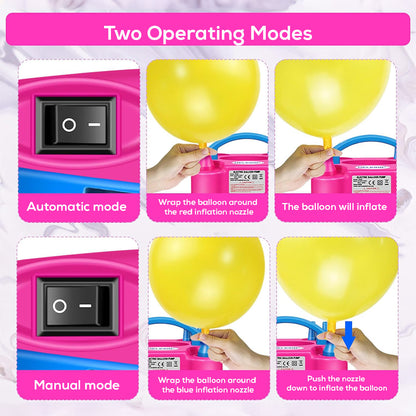Electric Balloon Pump – Dual Nozzle Balloon Inflator with Automatic & Semi-Automatic Modes