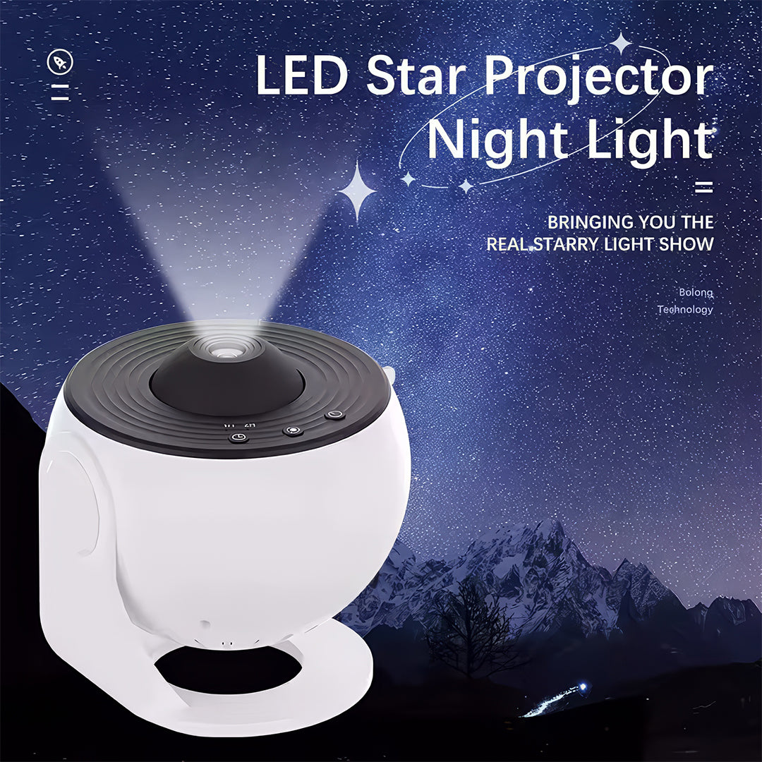 4K Galaxy Projector – 12 Space-Themed Discs, Silent Rotation & Timer Mode