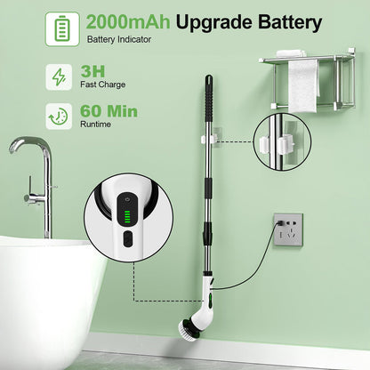 Pro Electric Cleaning Brush – 9 Heads, Dual-Speed, IPX7 Waterproof