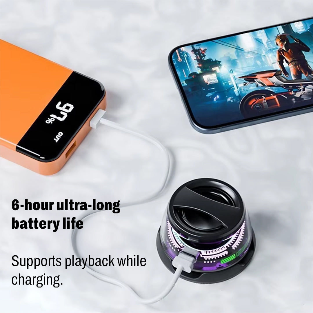 Magnetic Bluetooth Speaker – 360° Stereo Sound, LED Light Design & Magnetic Mount for Smart Devices