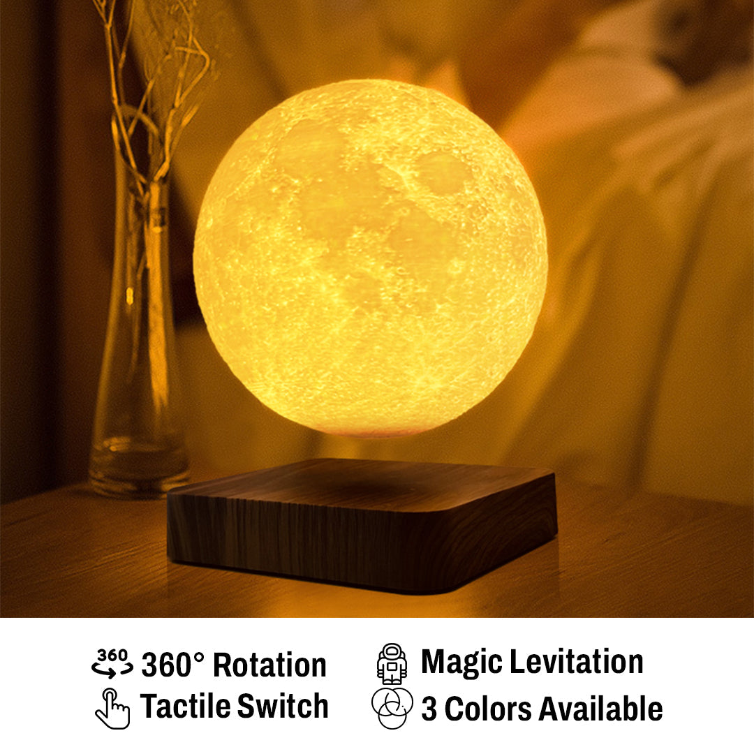Magnetic Levitating Moon Lamp – Stylish Design with 3 Light Modes and Wooden Base