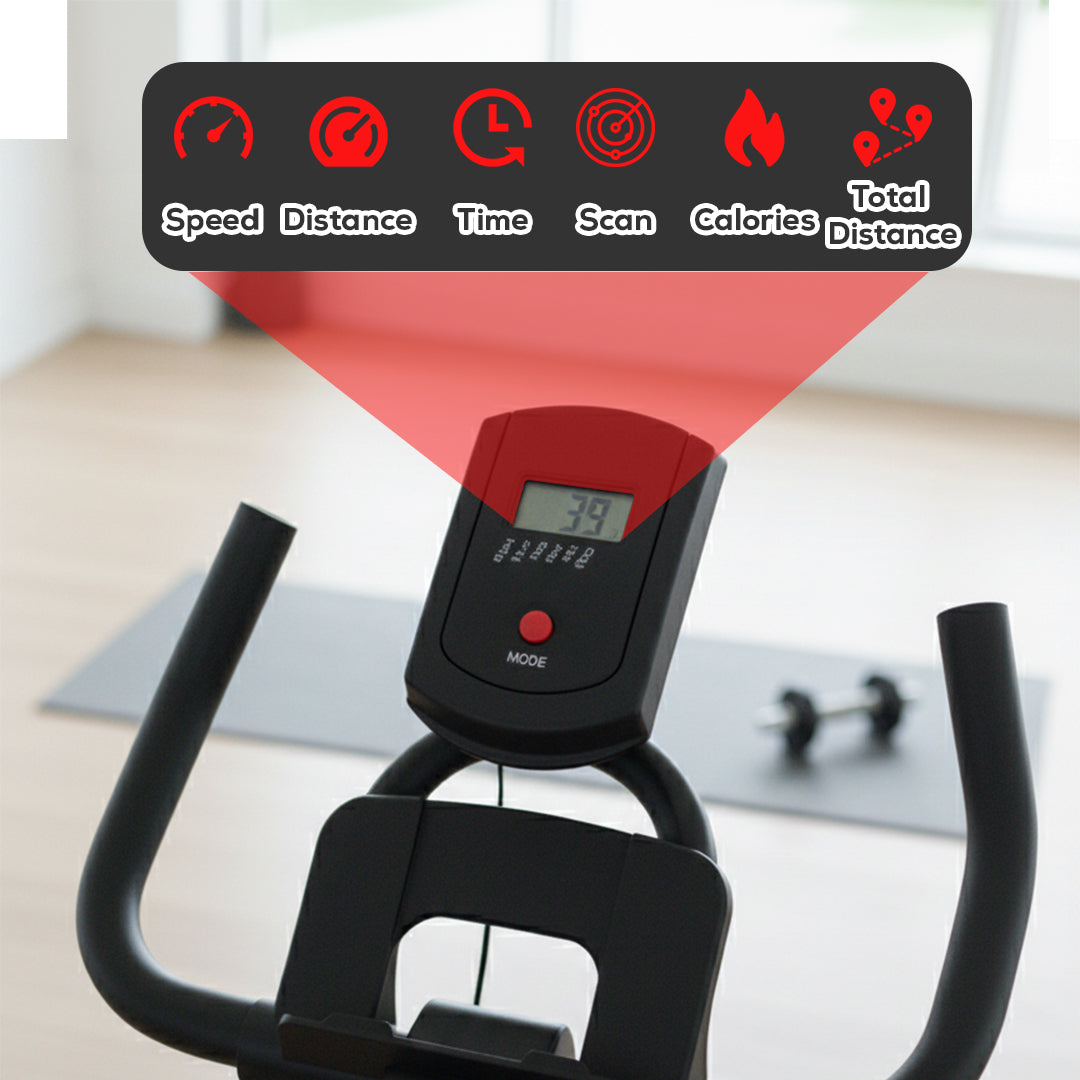 Portable Upright Exercise Bike – Adjustable Indoor Cycling with LCD Monitor