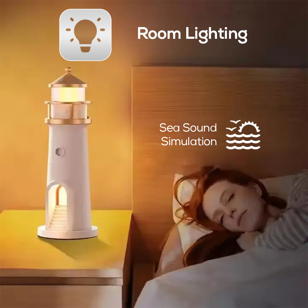 3-in-1 Lighthouse Projector Lamp with Moon & Ocean Sounds – Bluetooth Speaker