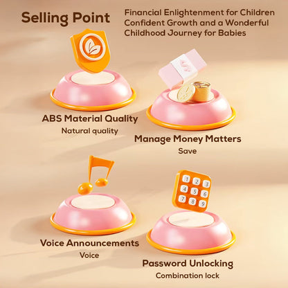 Smart Money Box for Kids – Password Lock, Voice Guide & ATM-Style Auto Cash Intake