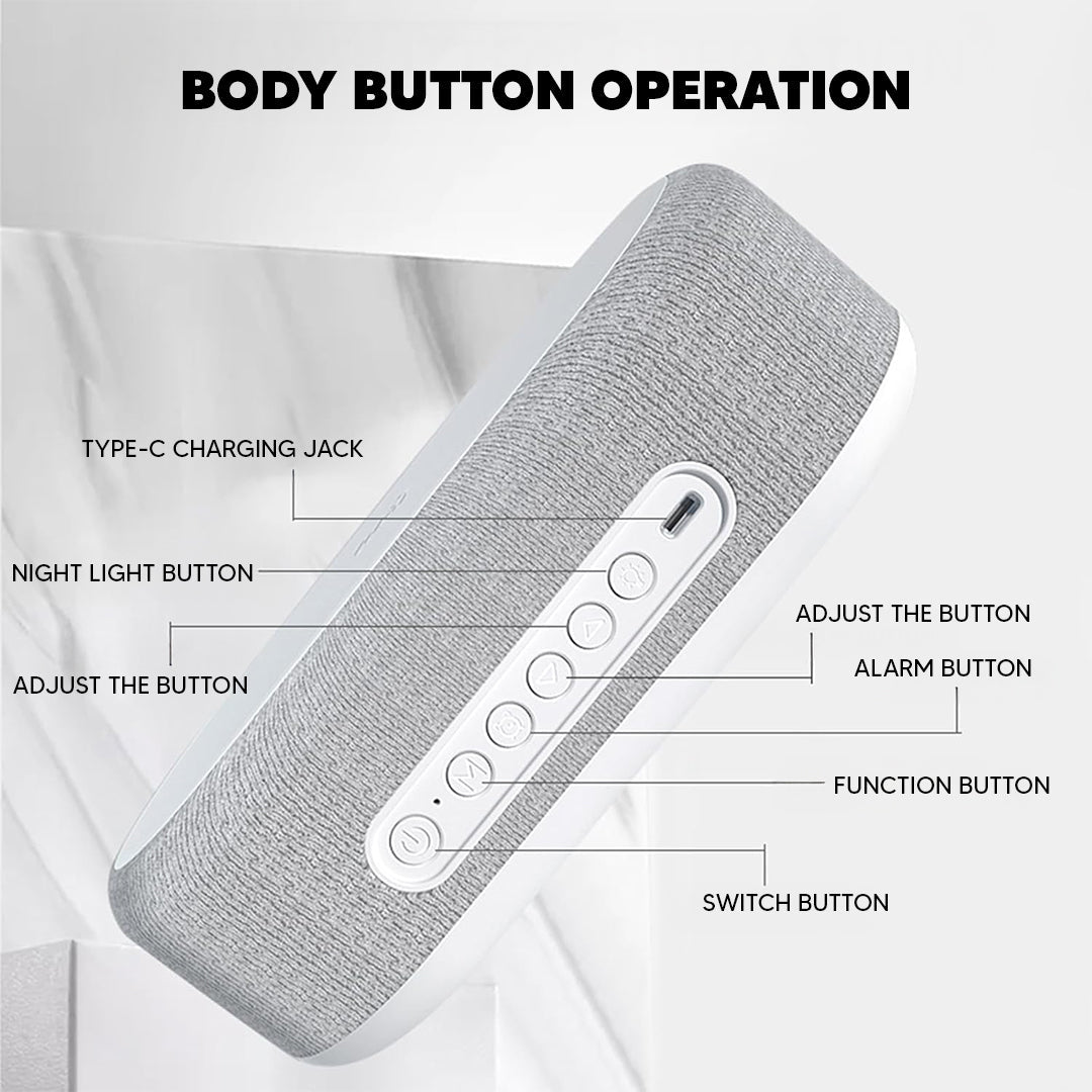 Bluetooth Speaker with 15W Wireless Charging – LED Clock, Alarm, RGB Night Light