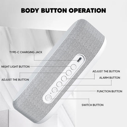 Bluetooth Speaker with 15W Wireless Charging – LED Clock, Alarm, RGB Night Light