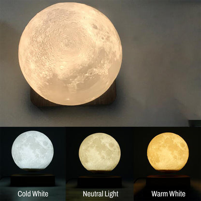 Magnetic Levitating Moon Lamp – Stylish Design with 3 Light Modes and Wooden Base