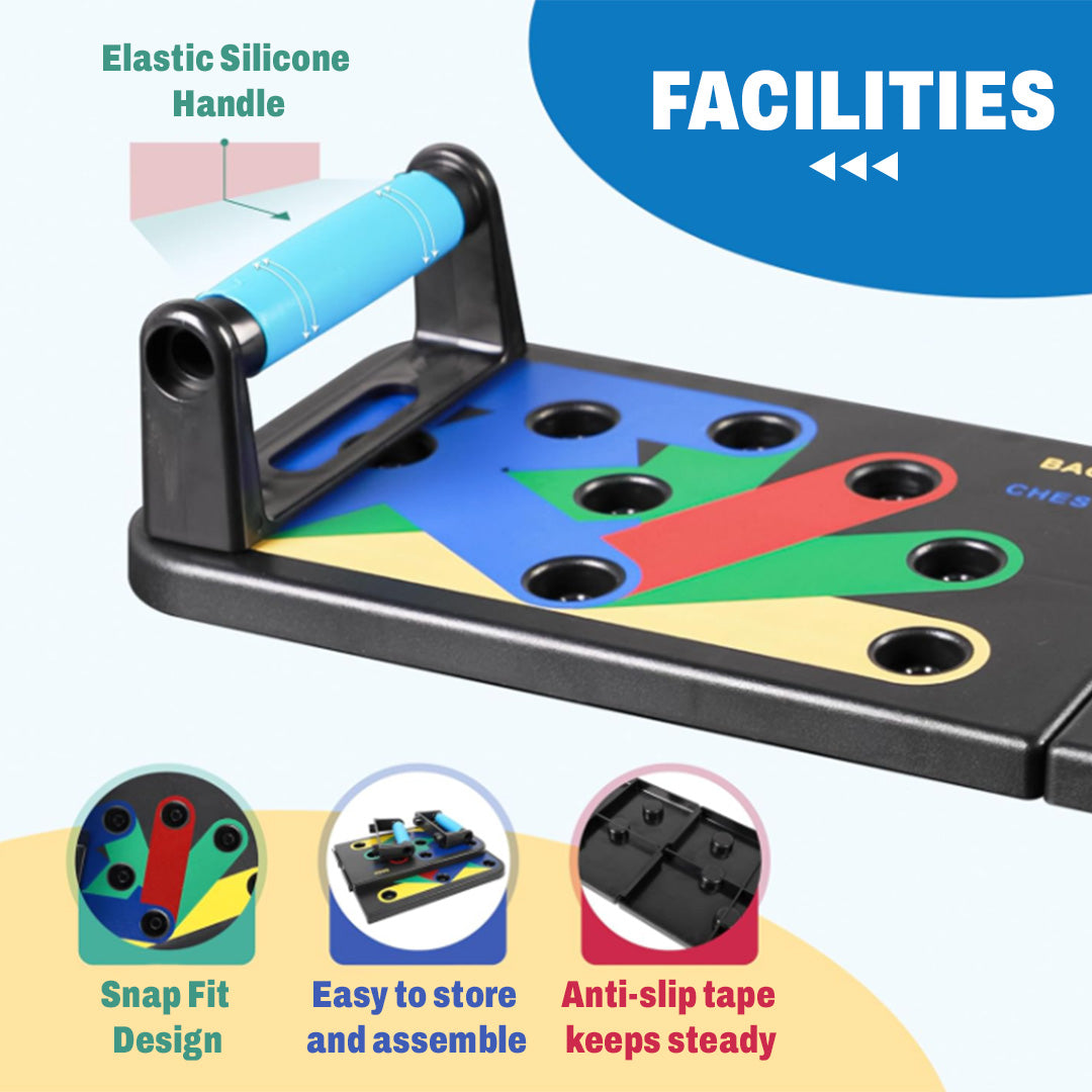 Color-Coded Foldable Push-Up Board for 4 Muscle Groups