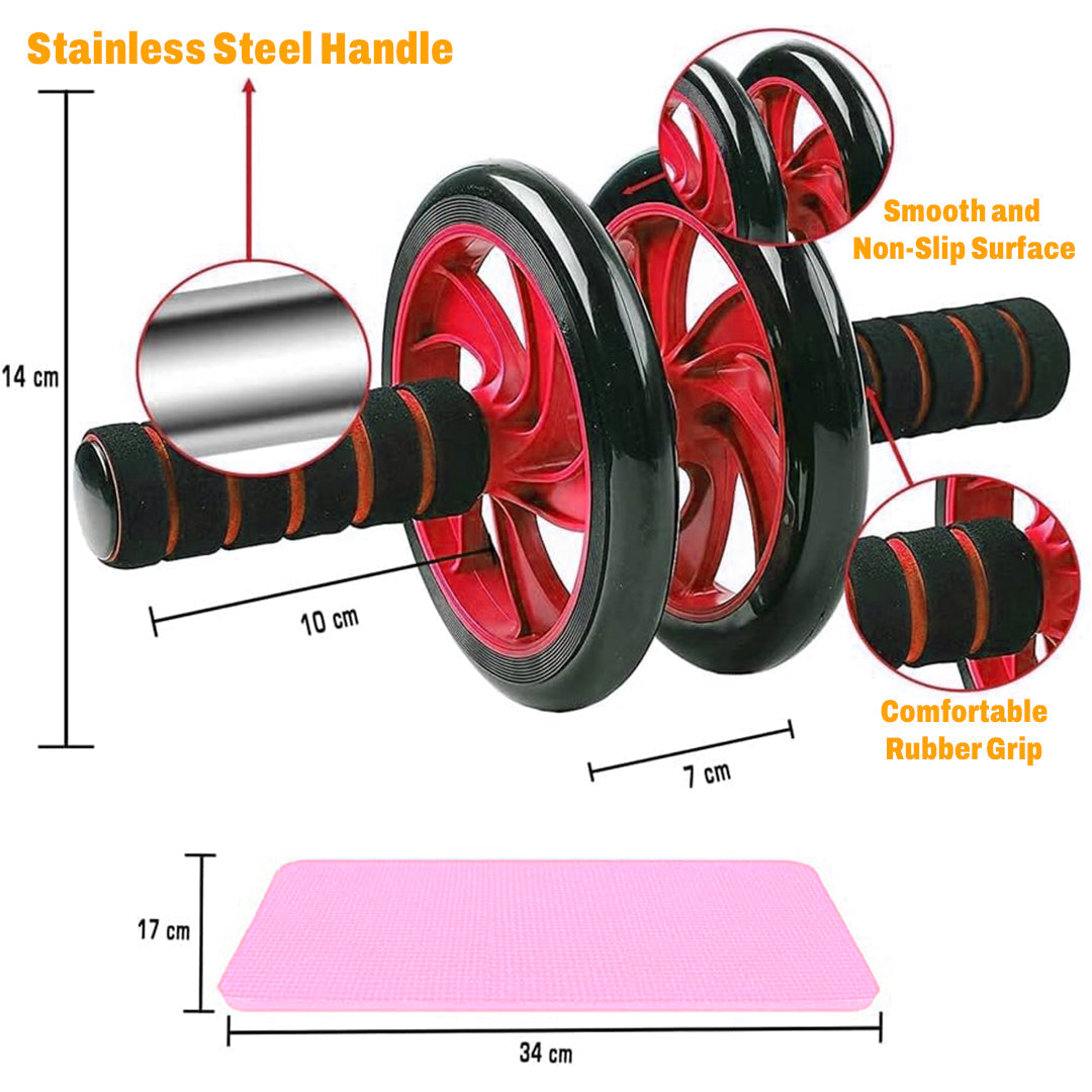Double Wheel Ab Roller – Non-Slip Handles and Knee Support Pad