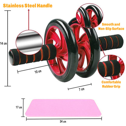 Double Wheel Ab Roller – Non-Slip Handles and Knee Support Pad