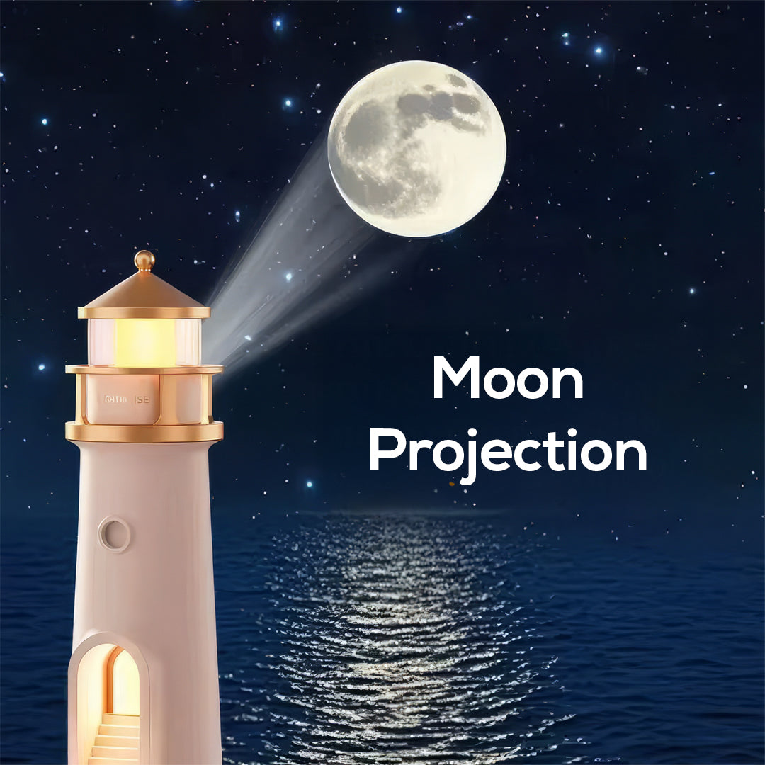 3-in-1 Lighthouse Projector Lamp with Moon & Ocean Sounds – Bluetooth Speaker