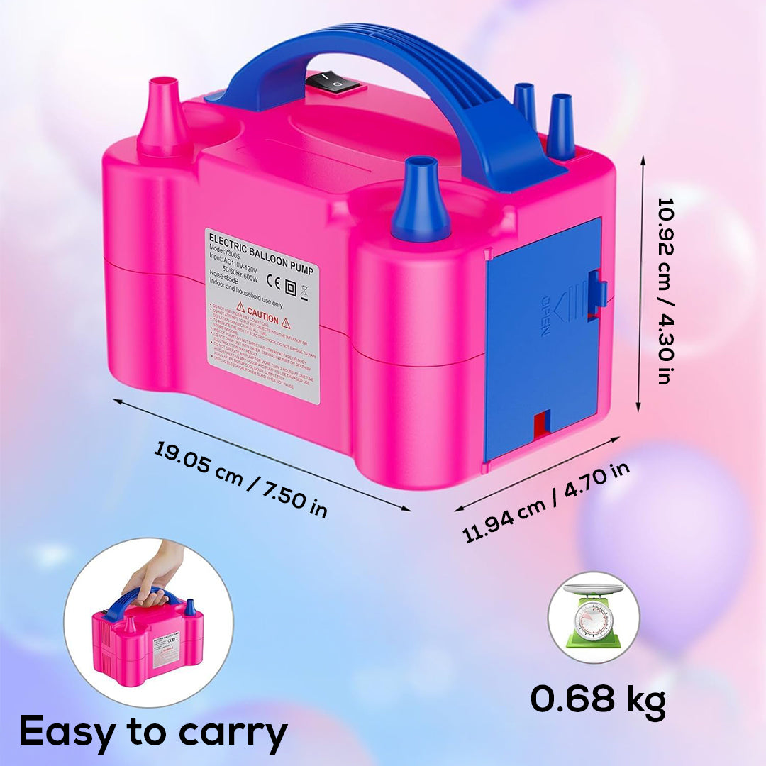 Electric Balloon Pump – Dual Nozzle Balloon Inflator with Automatic & Semi-Automatic Modes